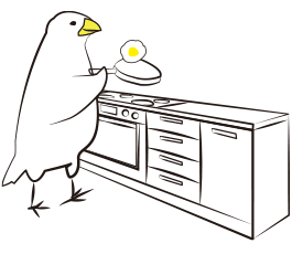 料理する文鳥